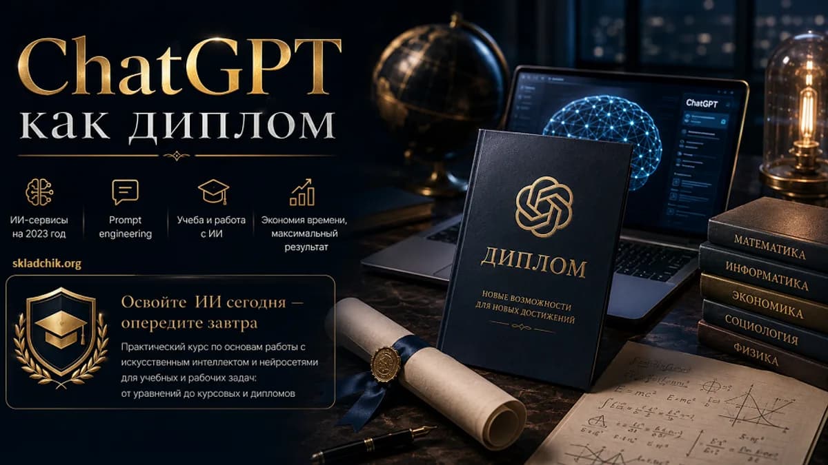 Обложка курса: ChatGPT как диплом [stepik] [Георгий Будник, Криперина Юрченко]. Площадка: Складчик