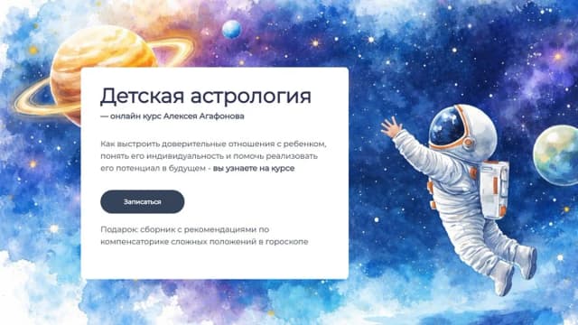 Обложка курса: Детская астрология. Тариф Продвинутый (Алексей Агафонов). Площадка: Складчина.biz