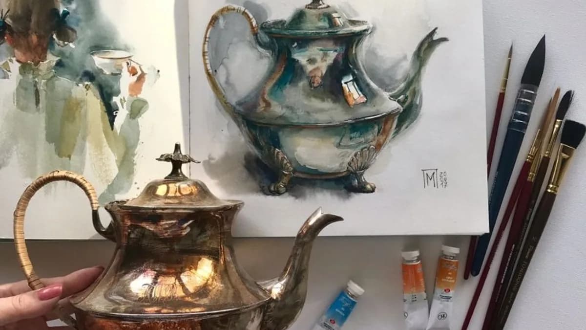Обложка курса: [Lectoroom] Старинные чайники акварелью (Мария Павлова). Площадка: Складчина.biz