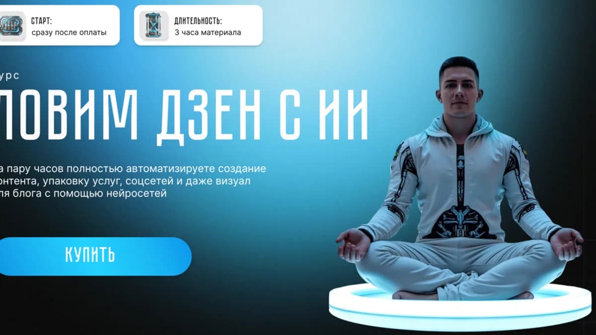 Обложка курса: Ловим дзен с ИИ [Тариф ИИ на максимум] [Никита Галицын]. Площадка: Складчик
