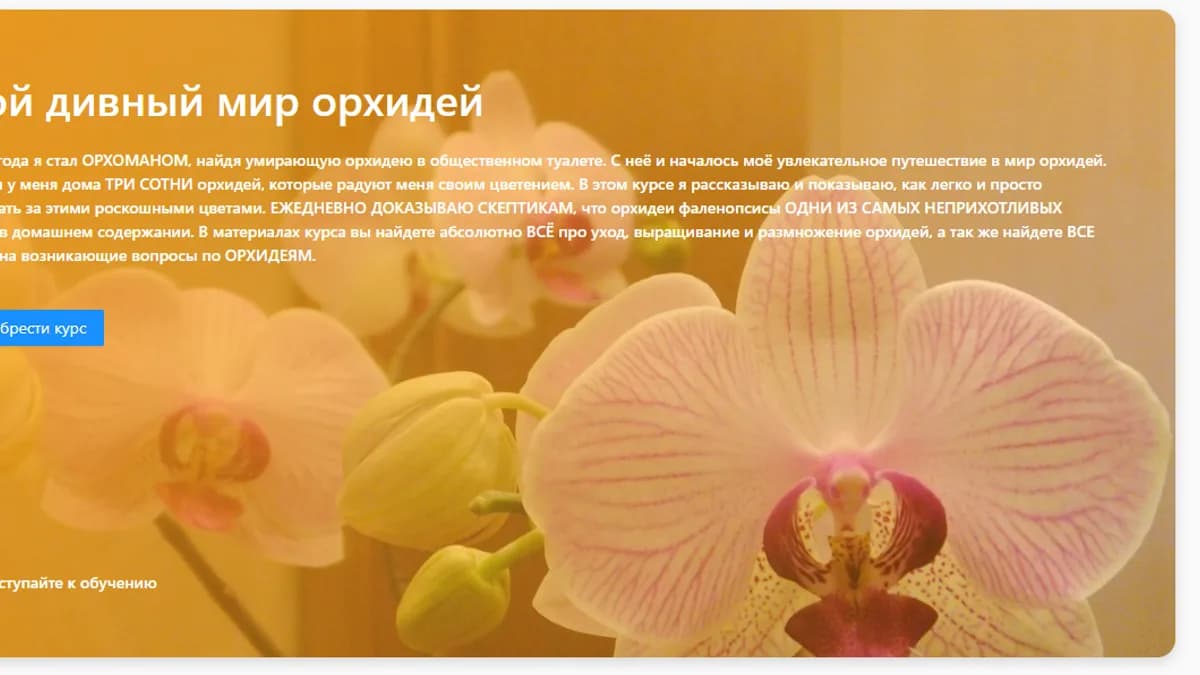 Обложка курса: Мой дивный мир орхидей. Площадка: Складчик