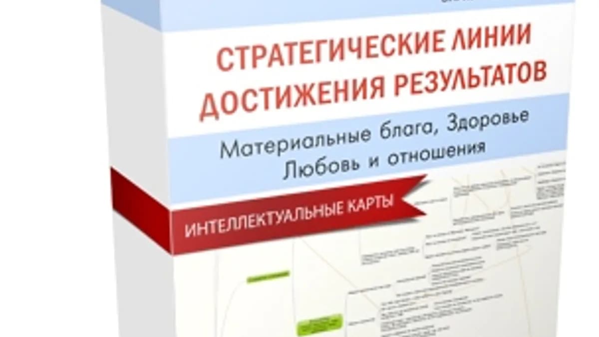 Обложка курса: Набор майнд-карт по стратегиям достижения результатов. Площадка: Складчик