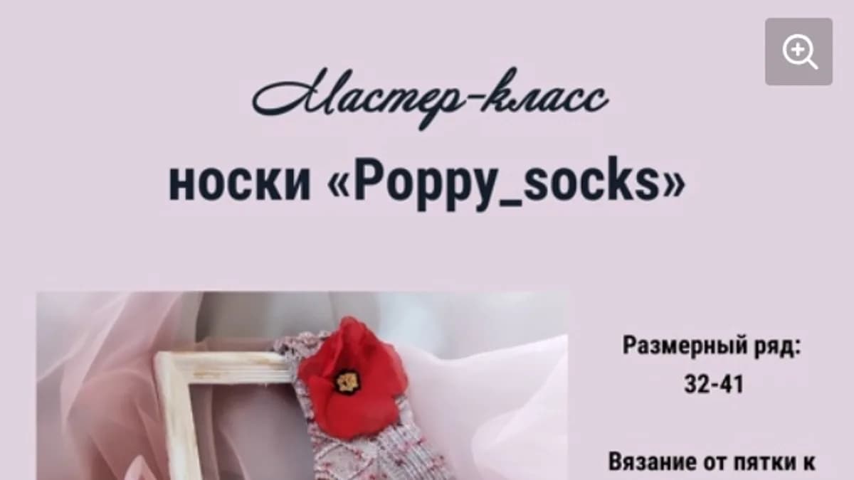 Обложка курса: Носки «Poppy_socks». Размеры 32-33, 34-35 (Юлия Любина). Площадка: Складчина.biz