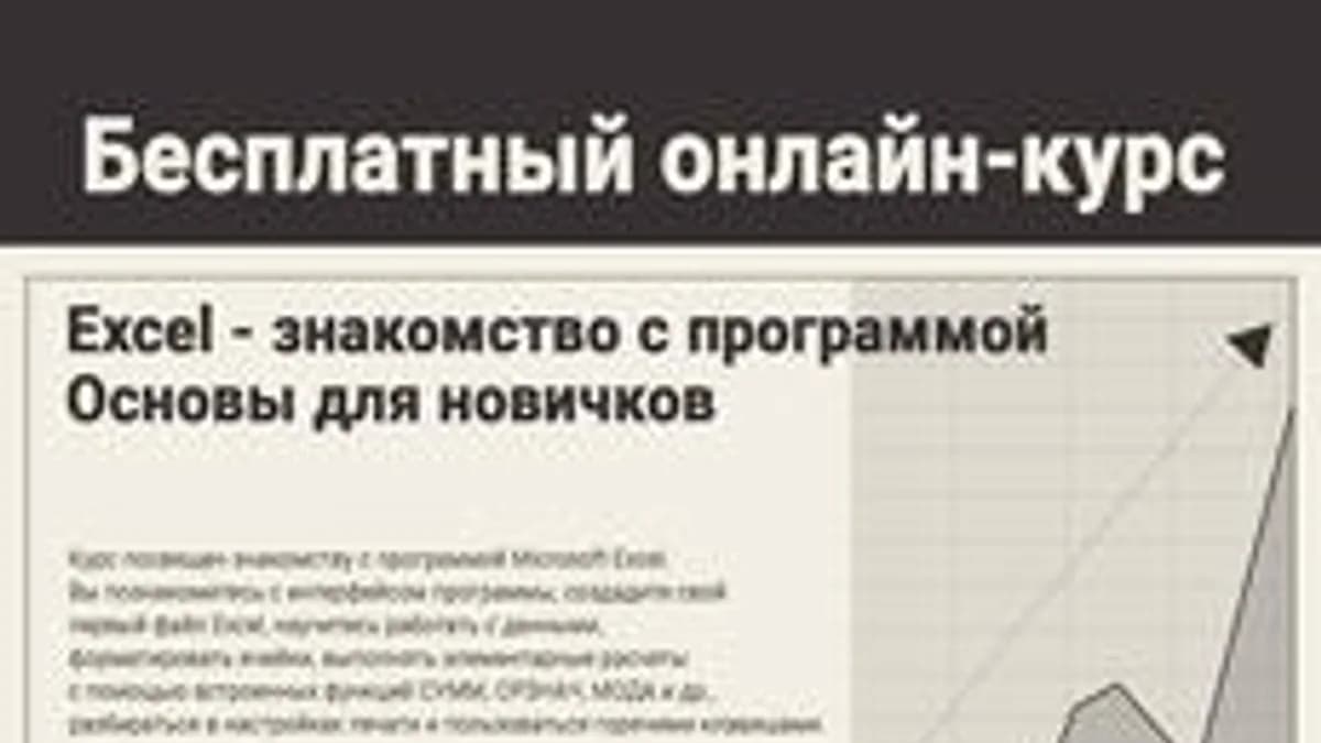 Обложка курса «Основы MS Excel для новичков» на Stepik