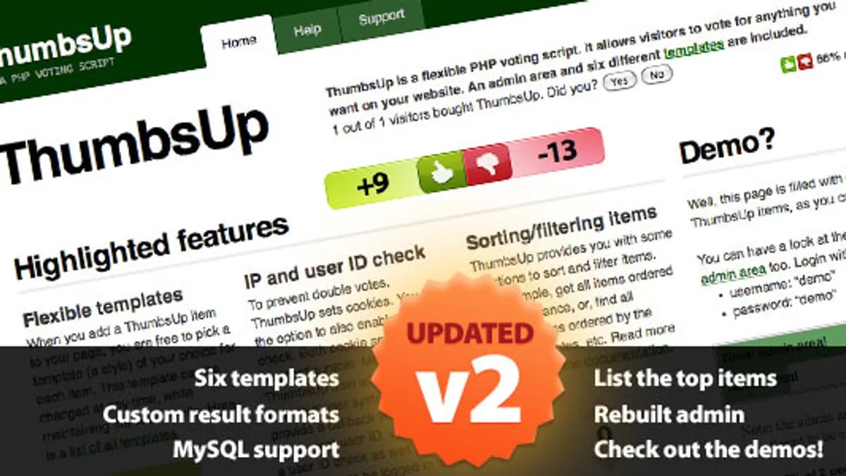 Обложка курса: PHP Script - ThumbsUp. Площадка: Складчик