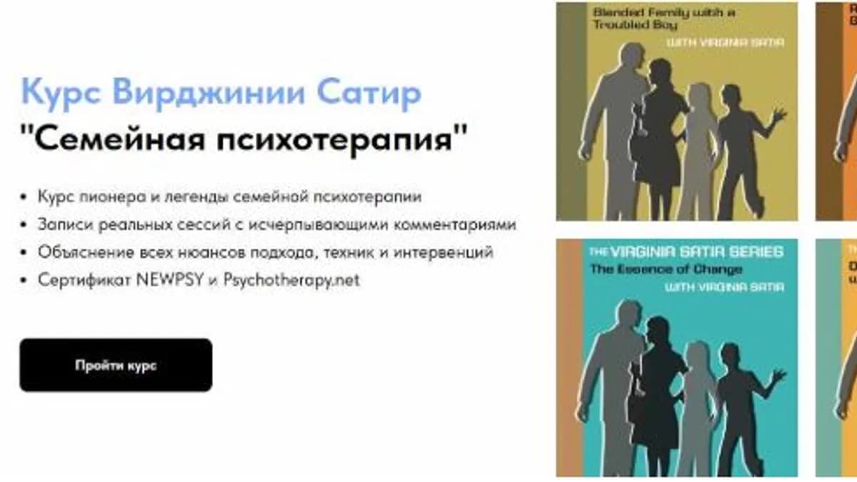 Обложка курса: Семейная психотерапия [Вирджиния Сатир]. Площадка: Складчик