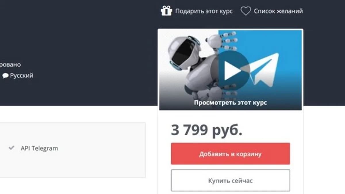 Обложка курса: [Udemy] SpyBOT для Telegram (Кирилл Шмойлов). Площадка: Складчина.biz