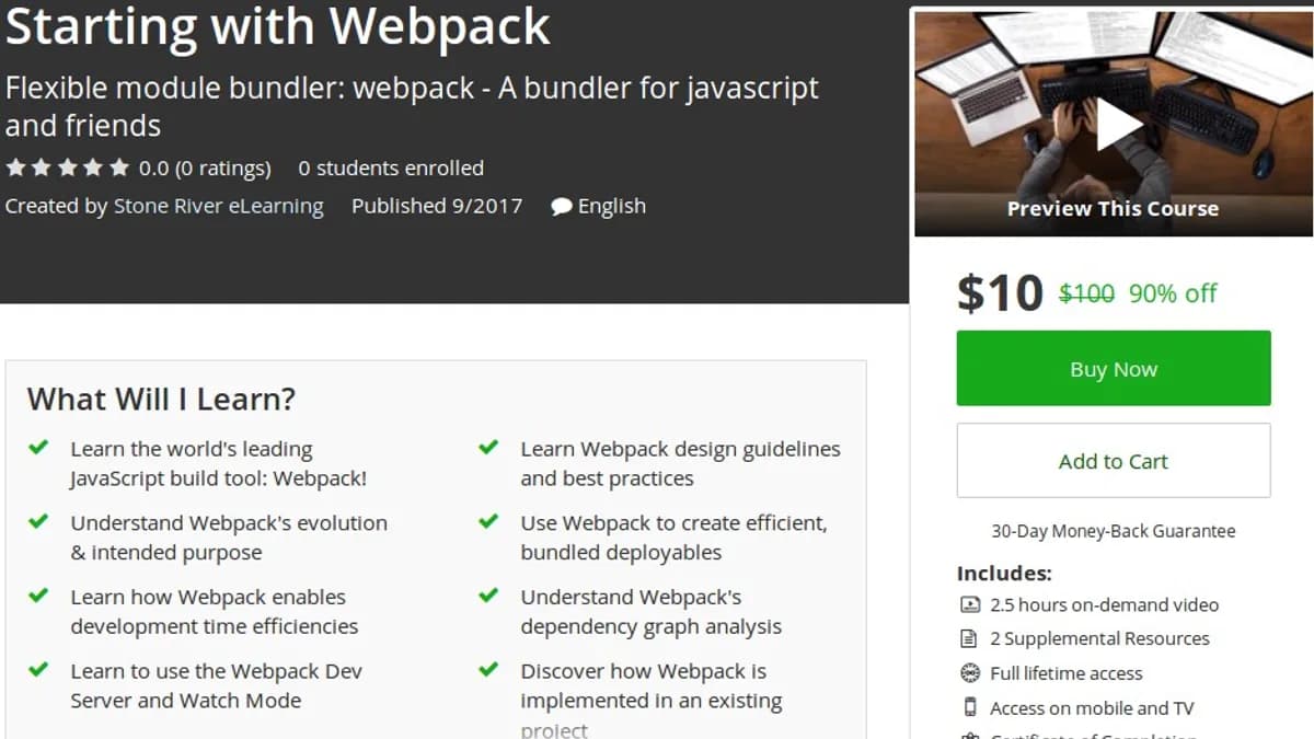 Обложка курса: [Udemy] Starting with Webpack. Площадка: Складчик