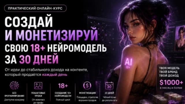 Создай и монетизируй свою 18+ нейромодель за 30 дней 