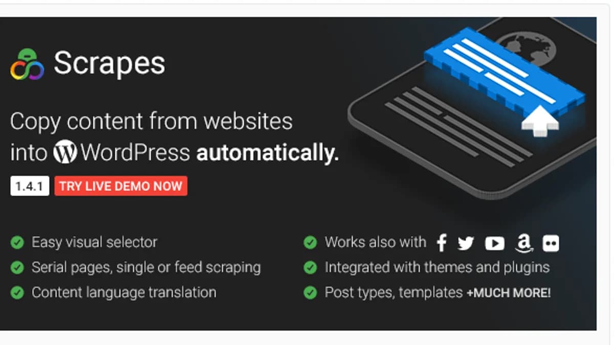 Обложка курса: [WP] Scrapes - Автозахват и постинг для WordPress. Площадка: Складчик