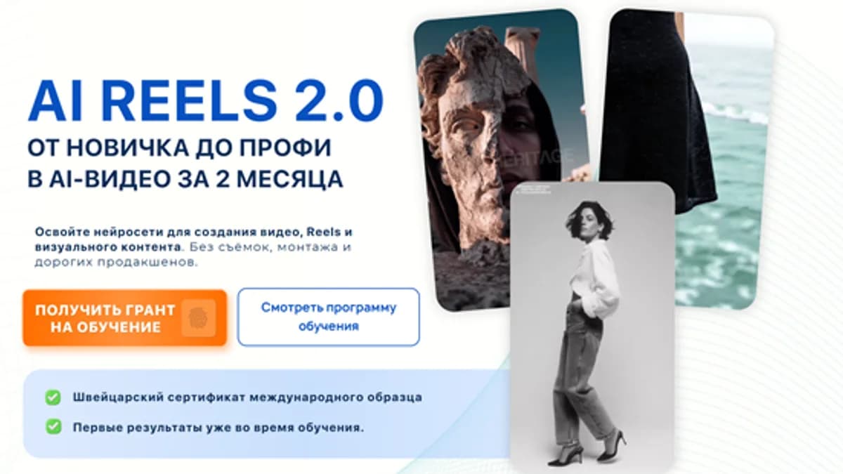 Обложка курса: AI Reels 2.0: От новичка до профи в AI-видео за 2 месяца (Наргиз Батыршаева). Площадка: Складчина.biz