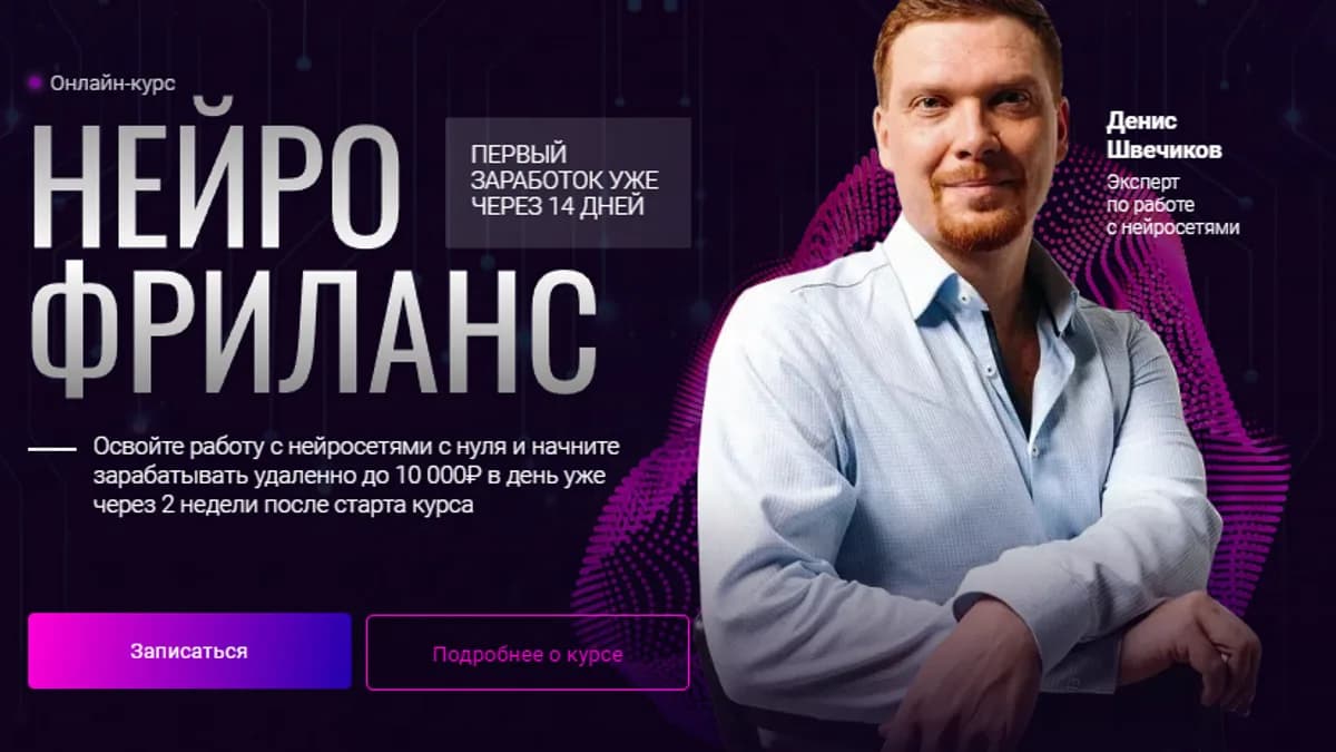 Обложка курса: Нейро Фриланс. Тариф Я только посмотреть (Денис Швечиков). Площадка: Складчина.biz