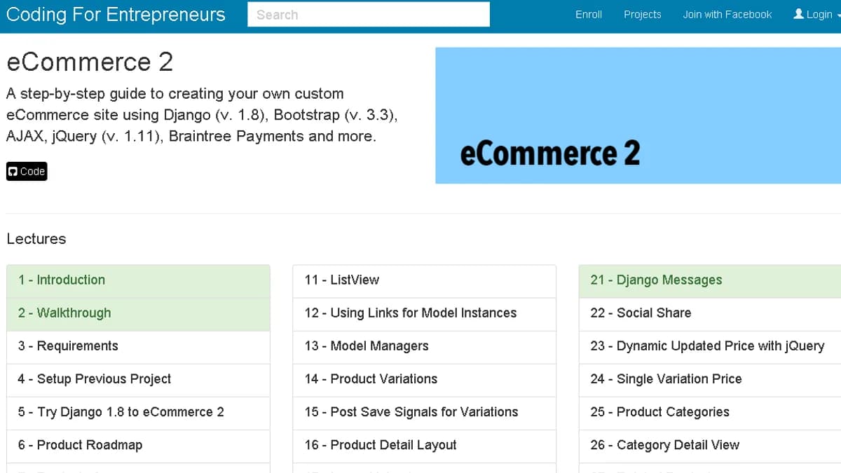 Обложка курса: Пошаговое руководство по созданию инет-магазина - eCommerce 2 (Python, Django, Платежи). Часть 2. Площадка: Складчик