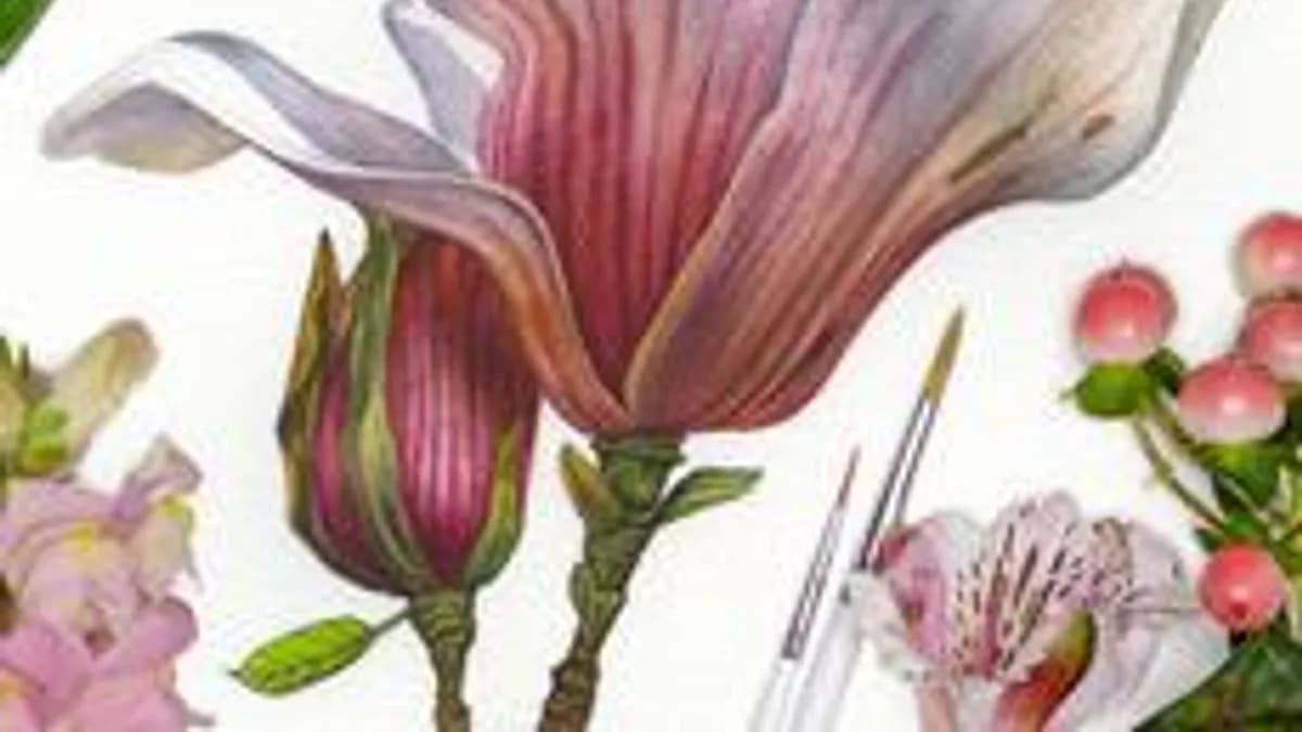 Обложка курса «Реалистичная магнолия акварелью с Маргаритой Асташовой» на Stepik