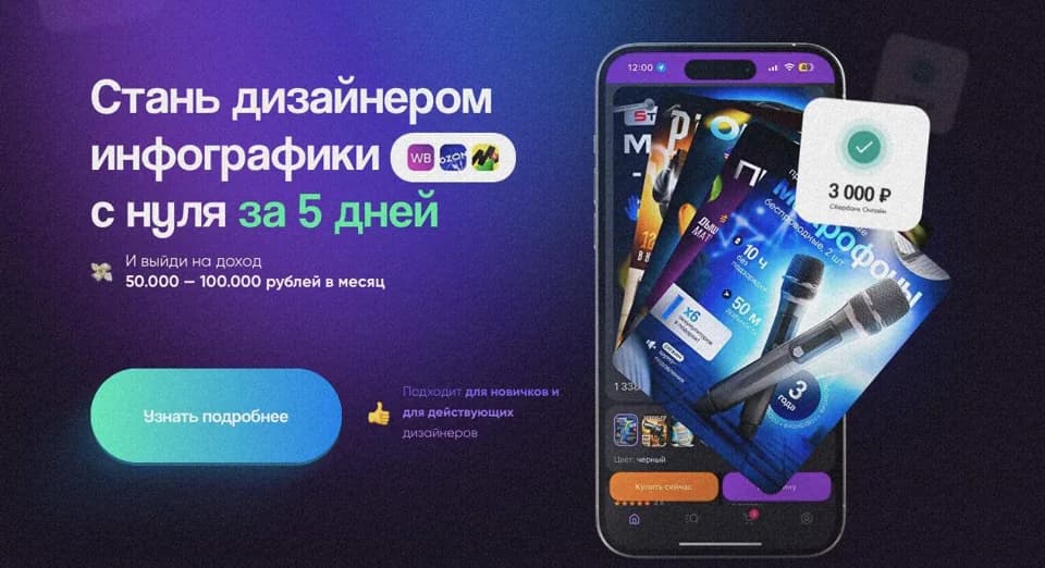Обложка курса «Стань дизайнером инфографики с нуля за 5 дней. »