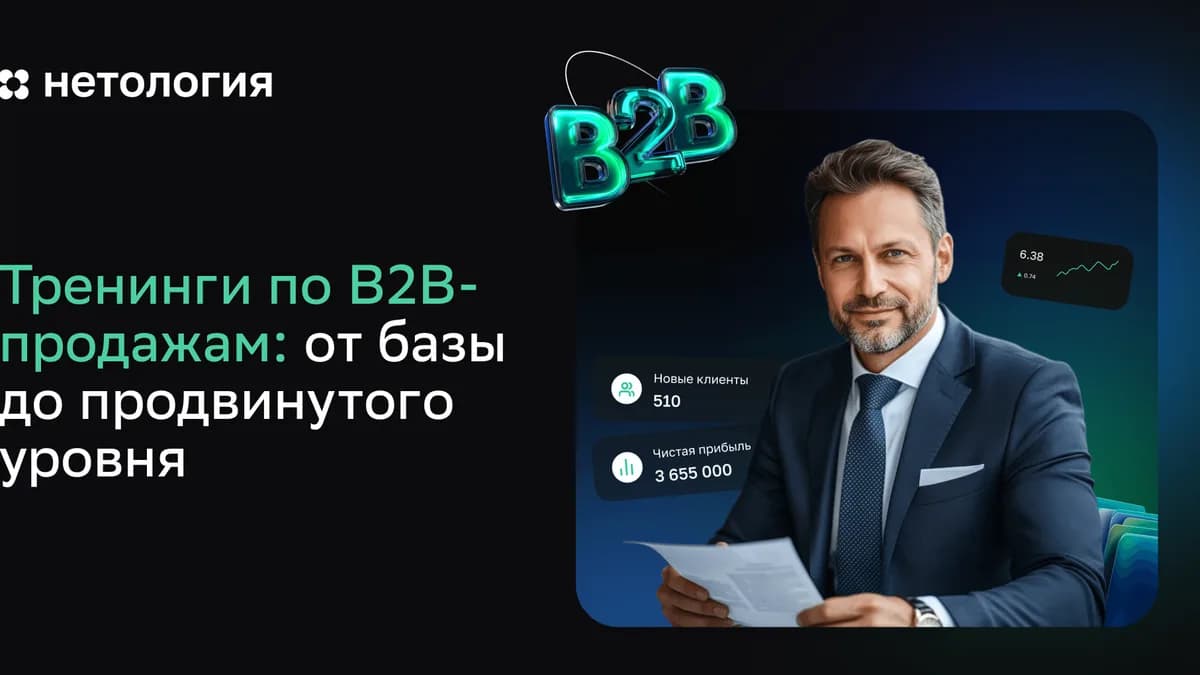 Обложка курса «Тренинги по B2B-продажам: от базы до продвинутого уровня» в Нетологии