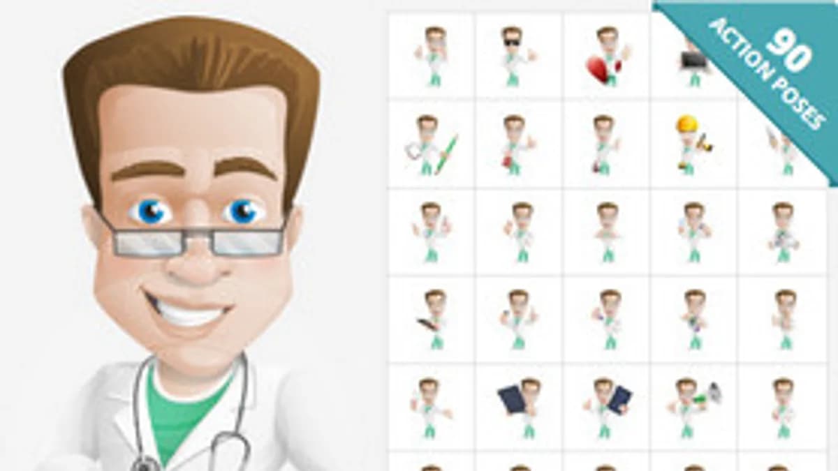 Обложка курса: Векторные картинки для дизайна - Доктор Doctor Cartoon Vector Character. Площадка: Складчик