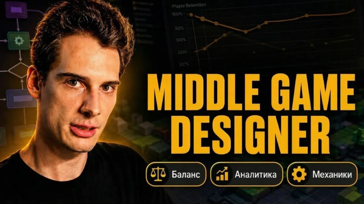 Обложка курса: Middle Game Designer: Индивидуальное наставничество с доведением до трудоустройства [Антон Рубан]. Площадка: Складчик